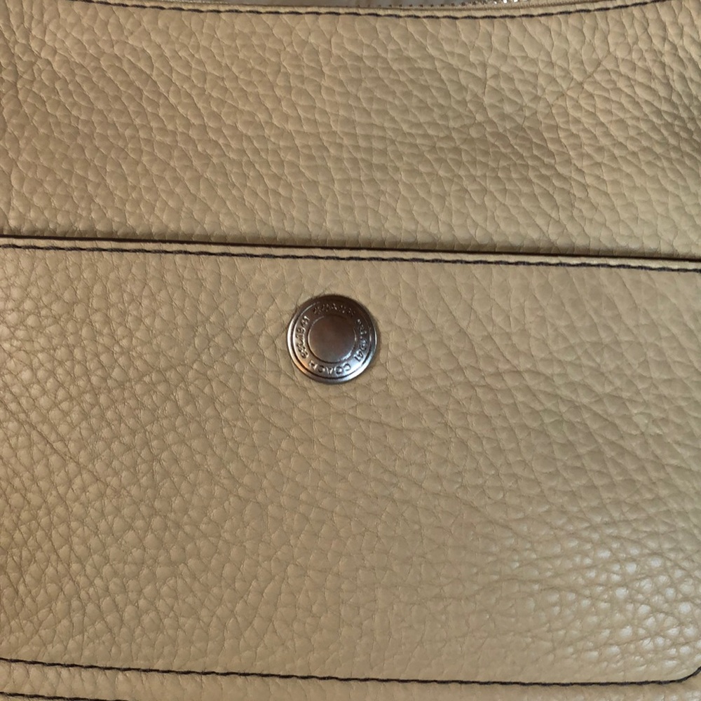 Coach Beige Pebbled Leather Shoulder Bag with Dark Brown Strap - Picture 2 of 8